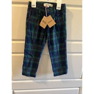 Mini Boden Green Plaid Boys Pants Sz 2-3Y NWT